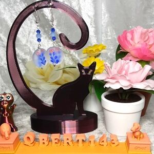 Handmade Artisan Frostd Glass Beads Blue White